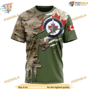 Custom Name And Number Camo Skull Design NHL Winnipeg Jets Hoodie 3D 3