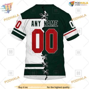 Custom Name And Number Mix Jersey 2023 NHL Minnesota Wild Hoodie 3D 4