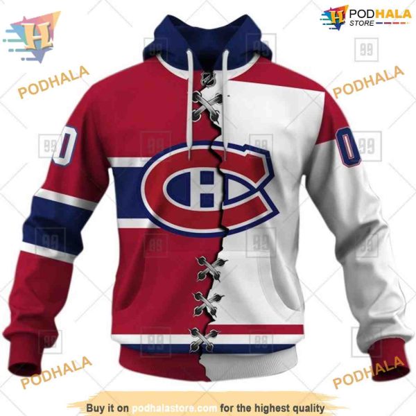 Custom Name And Number Mix Jersey 2023 NHL Montreal Canadiens Hoodie 3D