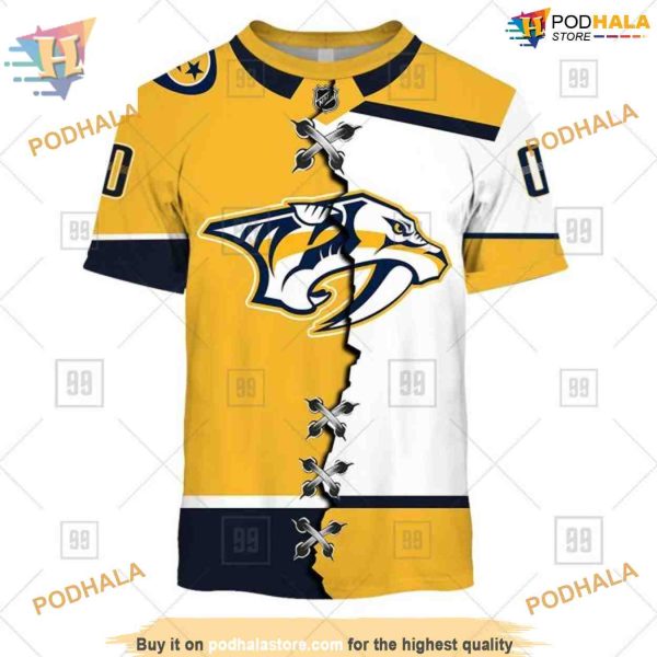Custom Name And Number Mix Jersey 2023 NHL Nashville Predators Hoodie 3D