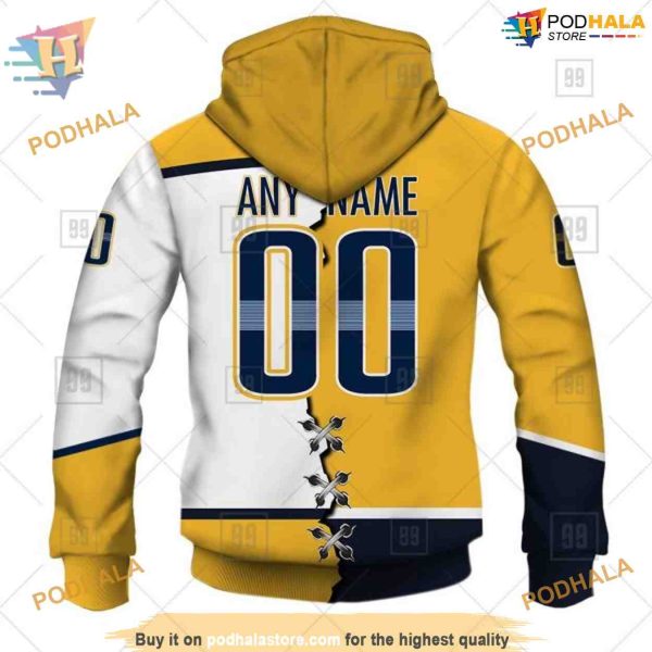 Custom Name And Number Mix Jersey 2023 NHL Nashville Predators Hoodie 3D