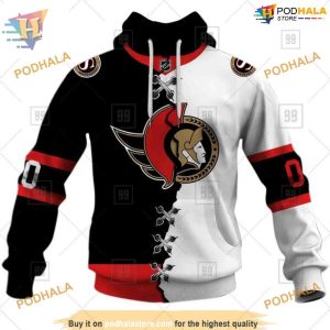 Custom Name And Number Mix Jersey 2023 NHL Ottawa Senators Hoodie 3D 1