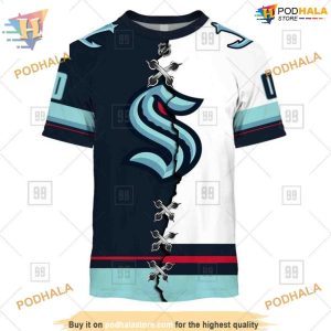 Custom Name And Number Mix Jersey 2023 NHL Seattle Kraken Hoodie 3D 2