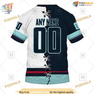 Custom Name And Number Mix Jersey 2023 NHL Seattle Kraken Hoodie 3D 4