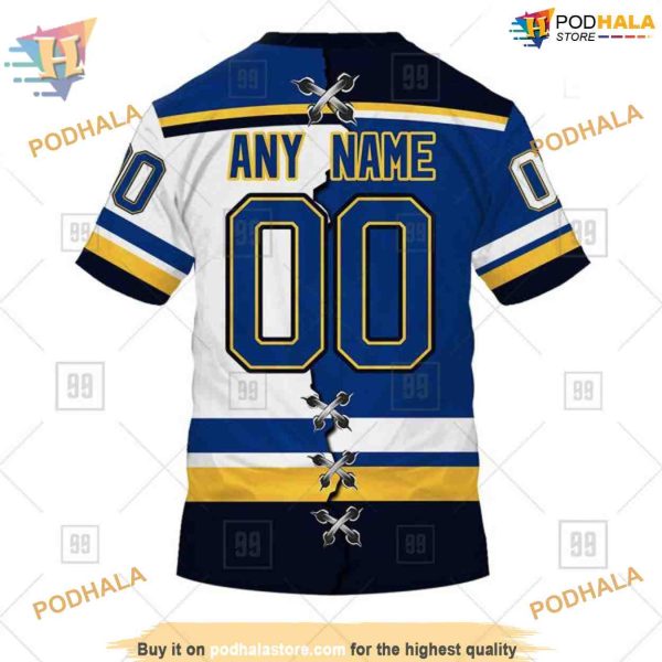 Custom Name And Number Mix Jersey 2023 NHL St. Louis Blues Hoodie 3D