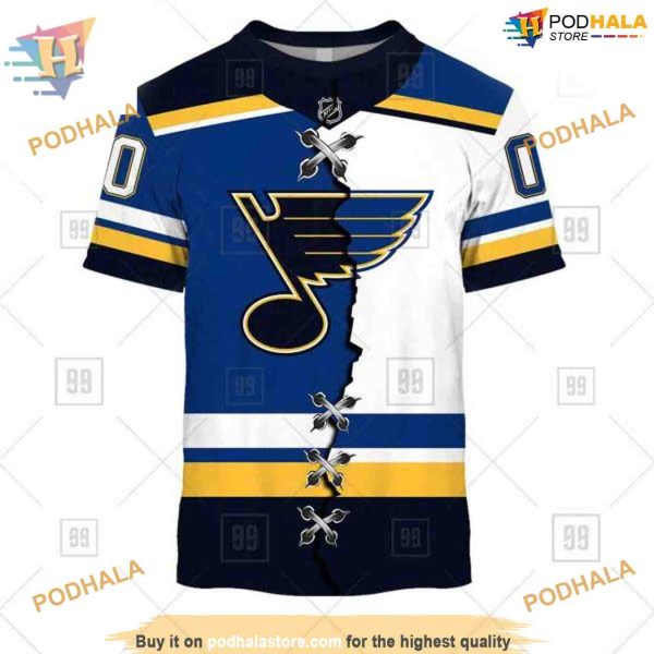 Custom Name And Number Mix Jersey 2023 NHL St. Louis Blues Hoodie 3D