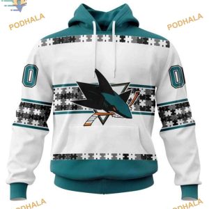 Custom Name And Number NHL San Jose Sharks Hoodie 3D, Autism Awareness Shirt