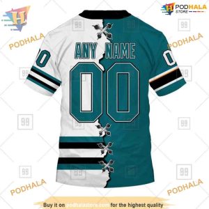 Custom Name And Number NHL San Jose Sharks Hoodie 3D Mix Jersey 2023 Shirt 4