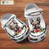 Custom Name French Bulldog Slippers, Dog Mom Gifts, Hibiscus Flowers Crocs Clog