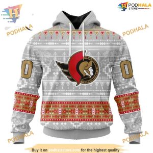 Custom Native Design NHL Ottawa Senators Hoodie 3D 1
