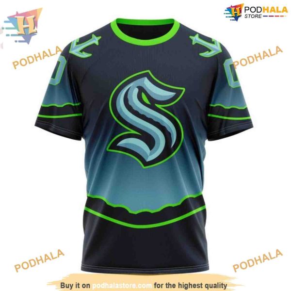 Custom New Gradient Series Concept NHL Seattle Kraken Hoodie 3D