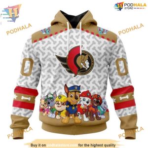 Custom PawPatrol Design NHL Ottawa Senators Hoodie 3D 1