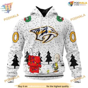 Custom Peanuts Design NHL Nashville Predators Hoodie 3D 1