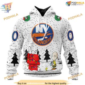 Custom Peanuts Design NHL New York Islanders Hoodie 3D 1