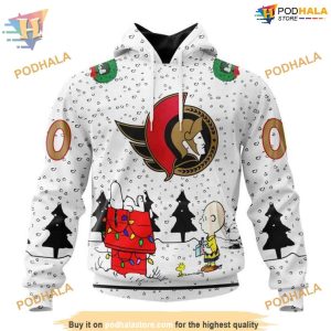 Custom Peanuts Design NHL Ottawa Senators Hoodie 3D 1