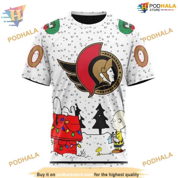Custom Peanuts Design NHL Ottawa Senators Hoodie 3D