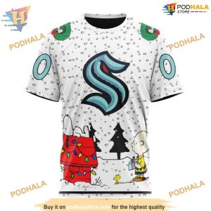 Custom Peanuts Design NHL Seattle Kraken Hoodie 3D 3
