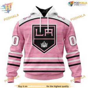Custom Pink Fight Breast Cancer Design NHL Los Angeles Kings Hoodie 3D 1