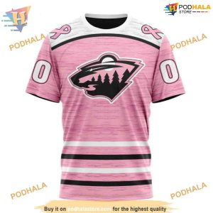 Custom Pink Fight Breast Cancer Design NHL Minnesota Wild Hoodie 3D 3