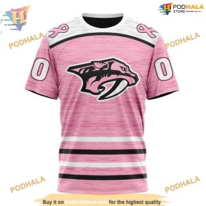 Custom Pink Fight Breast Cancer Design NHL Nashville Predators Hoodie 3D 3