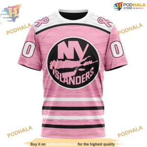 Custom Pink Fight Breast Cancer Design NHL New York Islanders Hoodie 3D 3