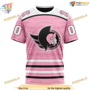 Custom Pink Fight Breast Cancer Design NHL Ottawa Senators Hoodie 3D 3