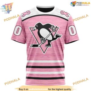 Custom Pink Fight Breast Cancer Design NHL Pittsburgh Penguins Hoodie 3D 3