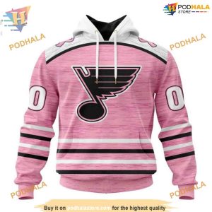 Custom Pink Fight Breast Cancer Design NHL St Louis Blues Hoodie 3D 1