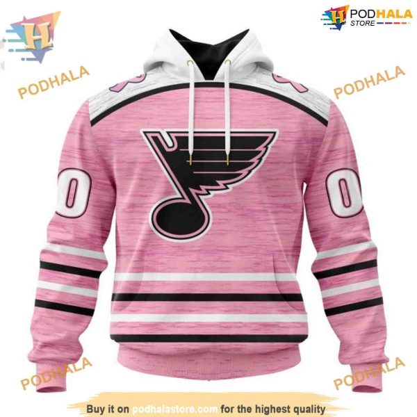 Custom Pink Fight Breast Cancer Design NHL St. Louis Blues Hoodie 3D