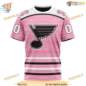 Custom Pink Fight Breast Cancer Design NHL St Louis Blues Hoodie 3D 3