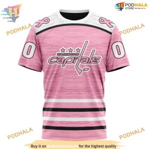 Custom Pink Fight Breast Cancer Design NHL Washington Capitals Hoodie 3D 3