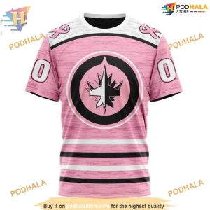 Custom Pink Fight Breast Cancer Design NHL Winnipeg Jets Hoodie 3D 3