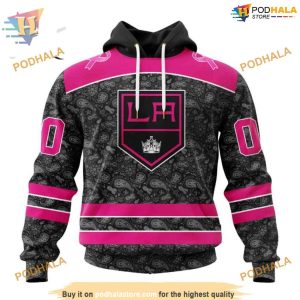 Custom Pink In The Rink Fight Breast Cancer NHL Los Angeles Kings Hoodie 3D 1
