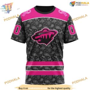Custom Pink In The Rink Fight Breast Cancer NHL Minnesota Wild Hoodie 3D 3