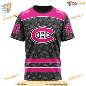 Custom Pink In The Rink Fight Breast Cancer NHL Montreal Canadiens Hoodie 3D 3