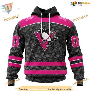Custom Pink In The Rink Fight Breast Cancer NHL Pittsburgh Penguins Hoodie 3D