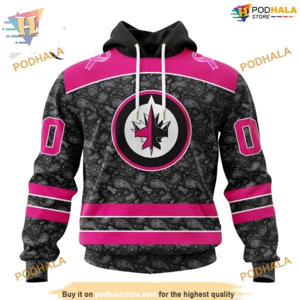 Custom Pink In The Rink Fight Breast Cancer NHL Winnipeg Jets Hoodie 3D