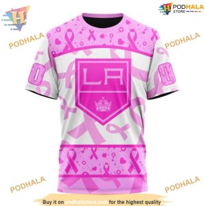 Custom Pink October Breast Cancer Awareness Month NHL Los Angeles Kings Hoodie 3D 3