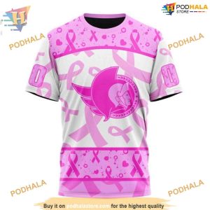 Custom Pink October Breast Cancer Awareness Month NHL Ottawa Senators Hoodie 3D 3