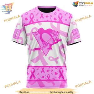 Custom Pink October Breast Cancer Awareness Month NHL Pittsburgh Penguins Hoodie 3D 3