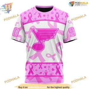 Custom Pink October Breast Cancer Awareness Month NHL St Louis Blues Hoodie 3D 3