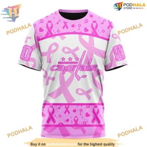 Custom Pink October Breast Cancer Awareness Month NHL Washington Capitals Hoodie 3D 3