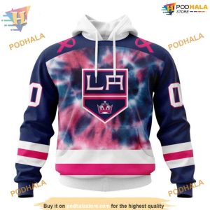 Custom Pink October Fight Breast Cancer NHL Los Angeles Kings Hoodie 3D 1