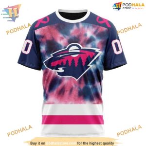 Custom Pink October Fight Breast Cancer NHL Minnesota Wild Hoodie 3D 3