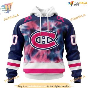 Custom Pink October Fight Breast Cancer NHL Montreal Canadiens Hoodie 3D 1