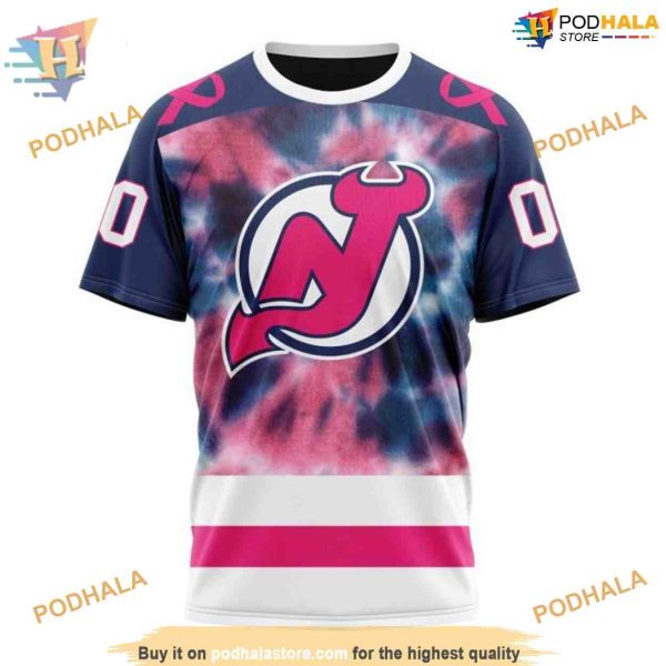 Custom Pink October Fight Breast Cancer NHL New Jersey Devils Hoodie 3D
