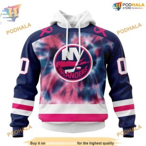 Custom Pink October Fight Breast Cancer NHL New York Islanders Hoodie 3D 1