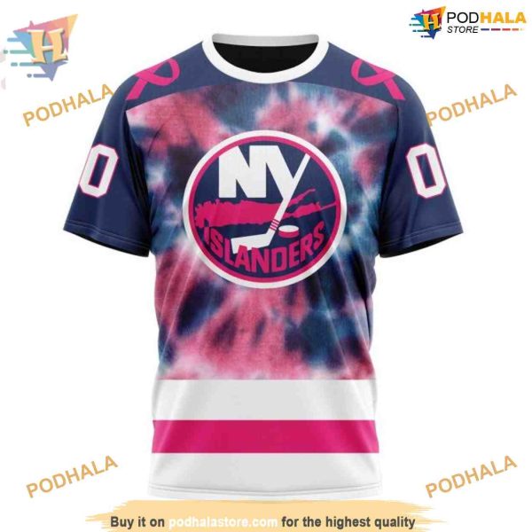 Custom Pink October Fight Breast Cancer NHL New York Islanders Hoodie 3D