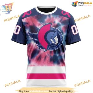 Custom Pink October Fight Breast Cancer NHL Ottawa Senators Hoodie 3D 3