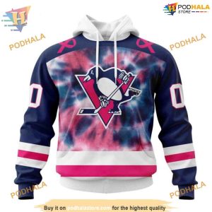 Custom Pink October Fight Breast Cancer NHL Pittsburgh Penguins Hoodie 3D 1